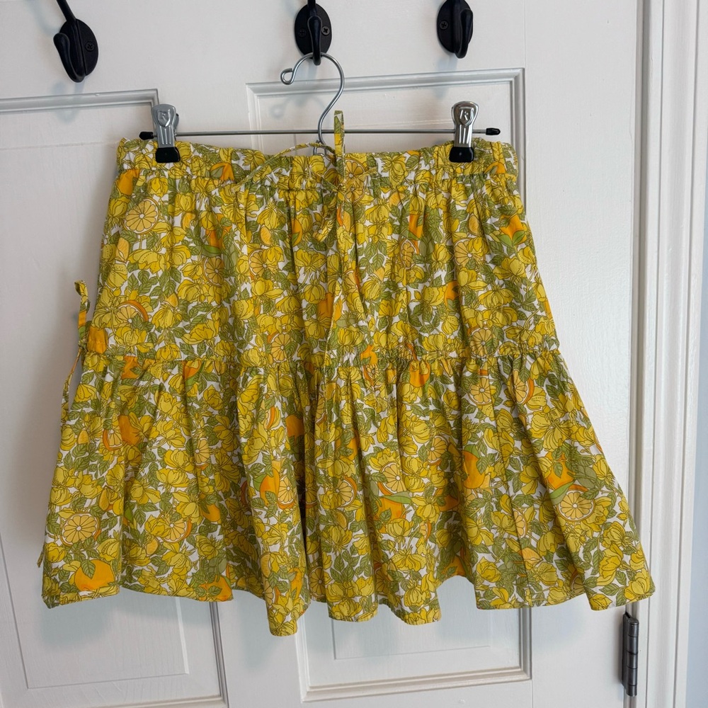 J.Crew Tiered Mini Skirt in Limone Print sz S